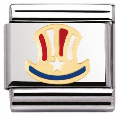 Nomination Classic 18K Gold and Enamel USA Uncle Sam Hat 030226/01