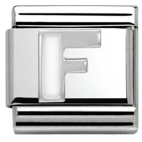 Nomination Classic Silvershine and Enamel Letter Initial White Enamel Charm 330205