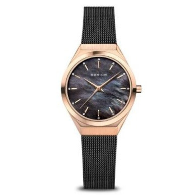 18729-166 Bering Ladies Ultra Slim 2 tone Rose Gold Stainless Steel Mesh bracelet watch