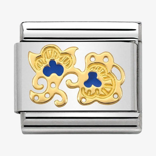 Nomination Classic 18K Gold and Enamel Blue and Gold Cashmere Flower Buds Charm 030281/17