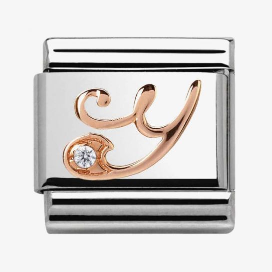 Nomination Classic 9ct Rose Gold Letter Initial CZ Set Charm 430310