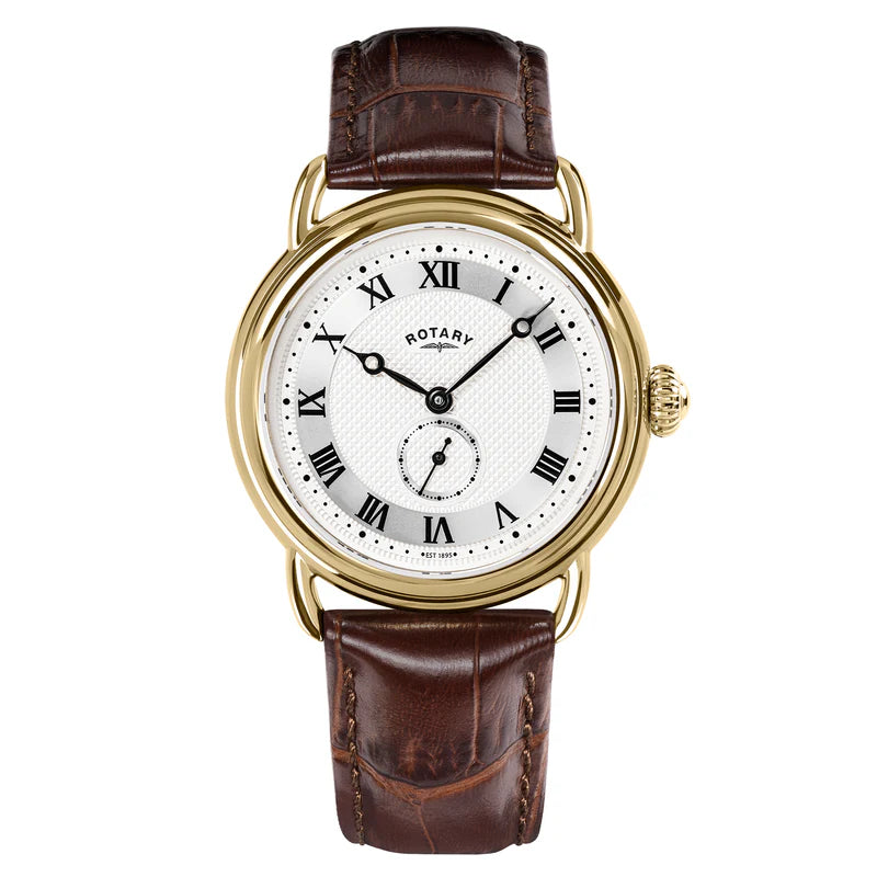 Rotary Heritage Gold Plated Stainless Steel Watch on Leather Strap