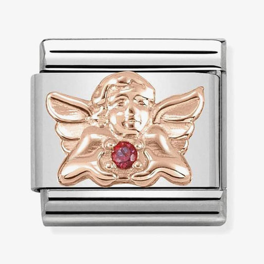 Nomination Classic 9ct Rose Gold Red Cubic Zirconia Set Angel of Love Charm 430302/21