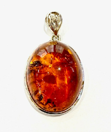 Sterling Silver Large Amber Bowl Pendant