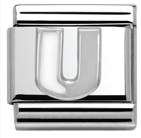 Nomination Classic Silvershine and Enamel Letter Initial White Enamel Charm 330205