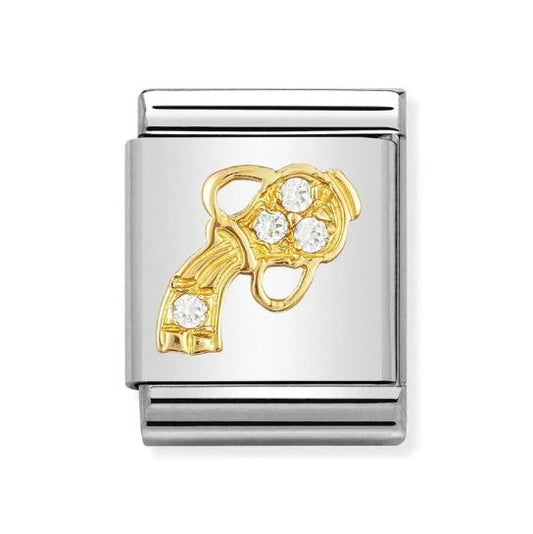 Nomination Big 18K Gold Cubic Zirconia Set Aquarius Sign Charm 032302/11