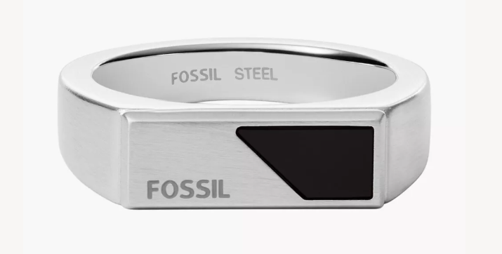 Fossil Genuine Dress Dive Black Onyx Signet Ring JF03930040