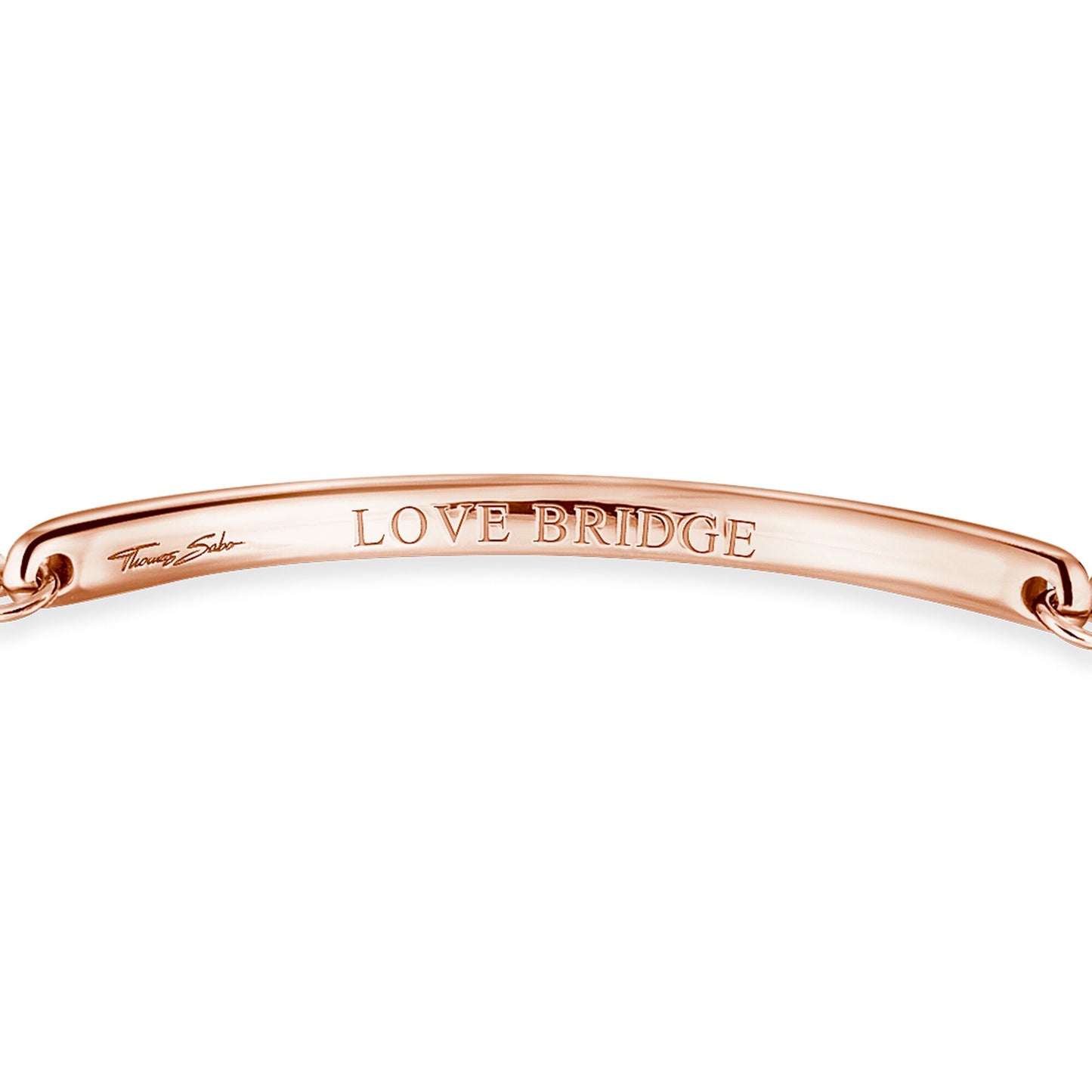 Thomas Sabo Rose Gold Plated Sterling Silver Engraved 'Love Bridge' ID Bracelet
