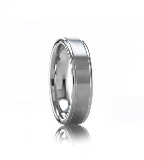 Furrer Jacot 18ct White Gold Polished and Matt Finish 5mm Wedding Ring