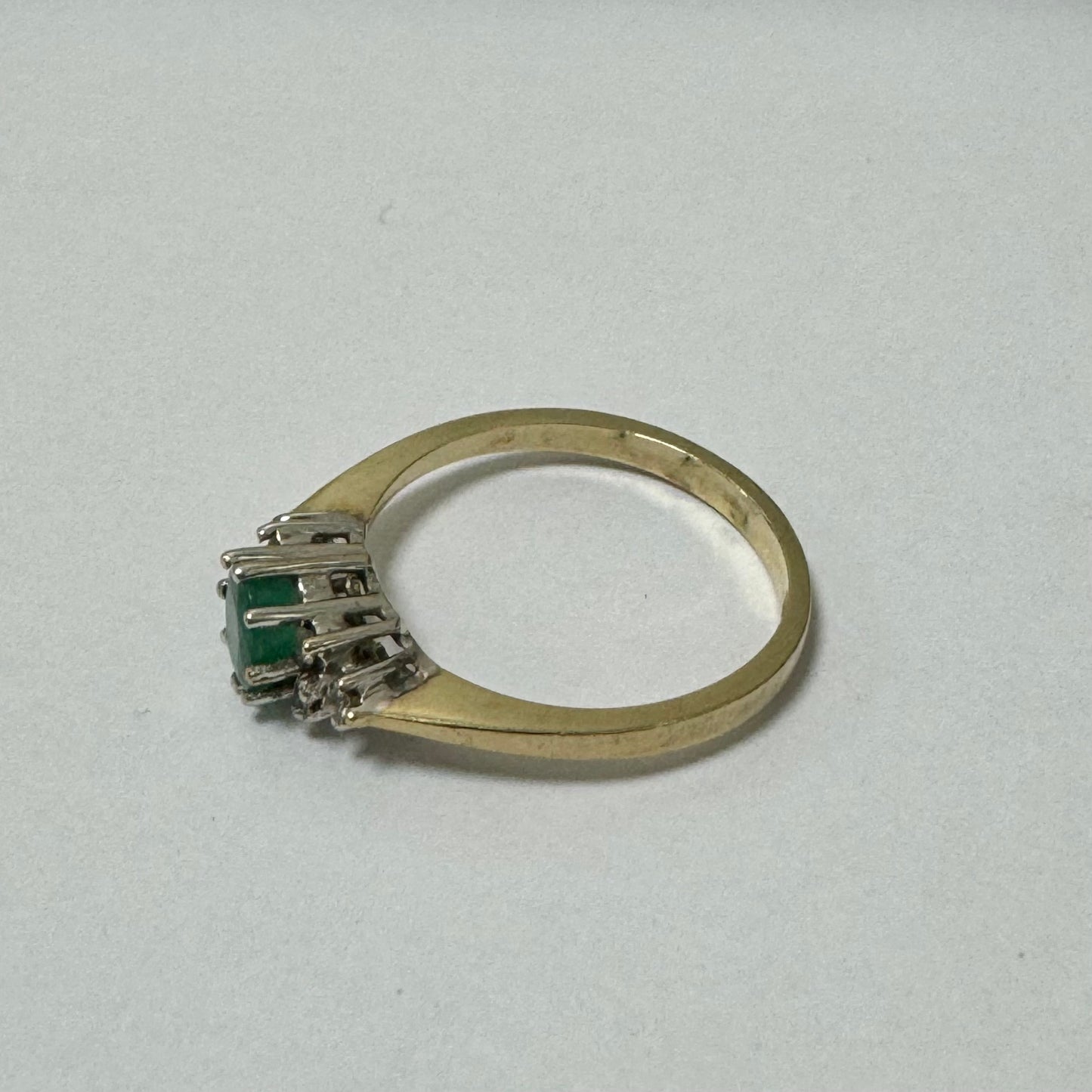 9ct Yellow Gold Emerald & Diamond Ring - Pre-Loved Ref PLR22