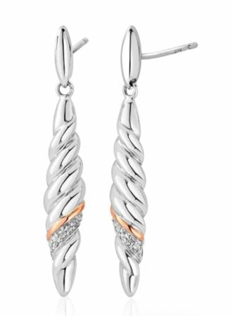3SLTW0656 Clogau Lover's Twist Silver Drop Earrings