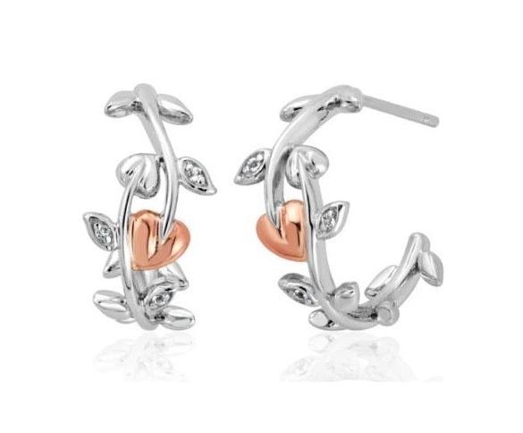 3STOL0235 Clogau Silver Vine of Life Half-Hoop Earrings