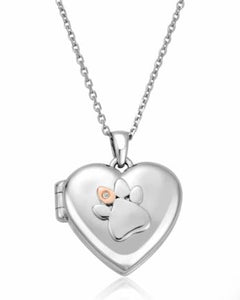 3SPWP0617 Clogau Silver Paw Prints on My Heart Locket on 18"/22"inch chain