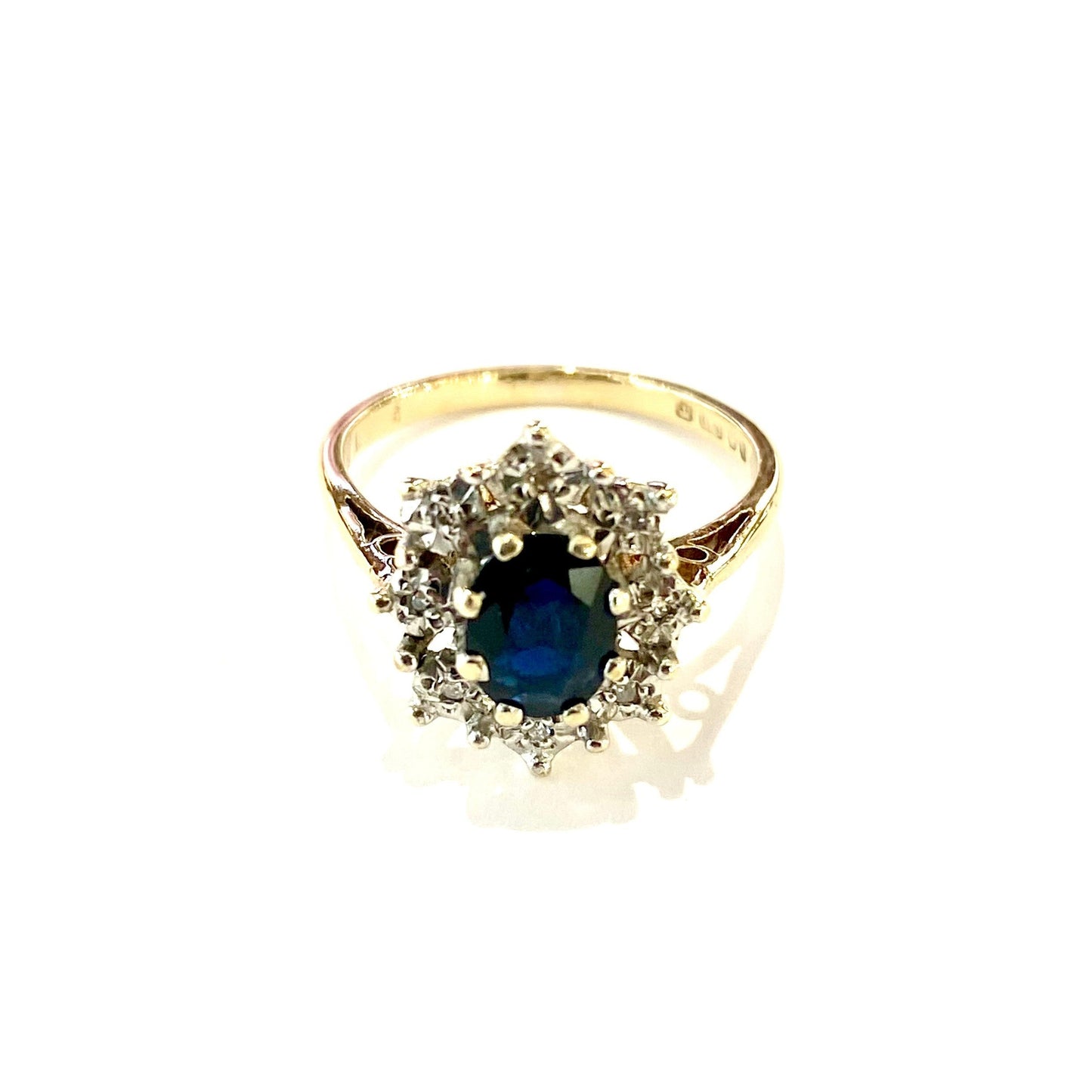 9ct Gold Sapphire Cluster Ring Pre Loved