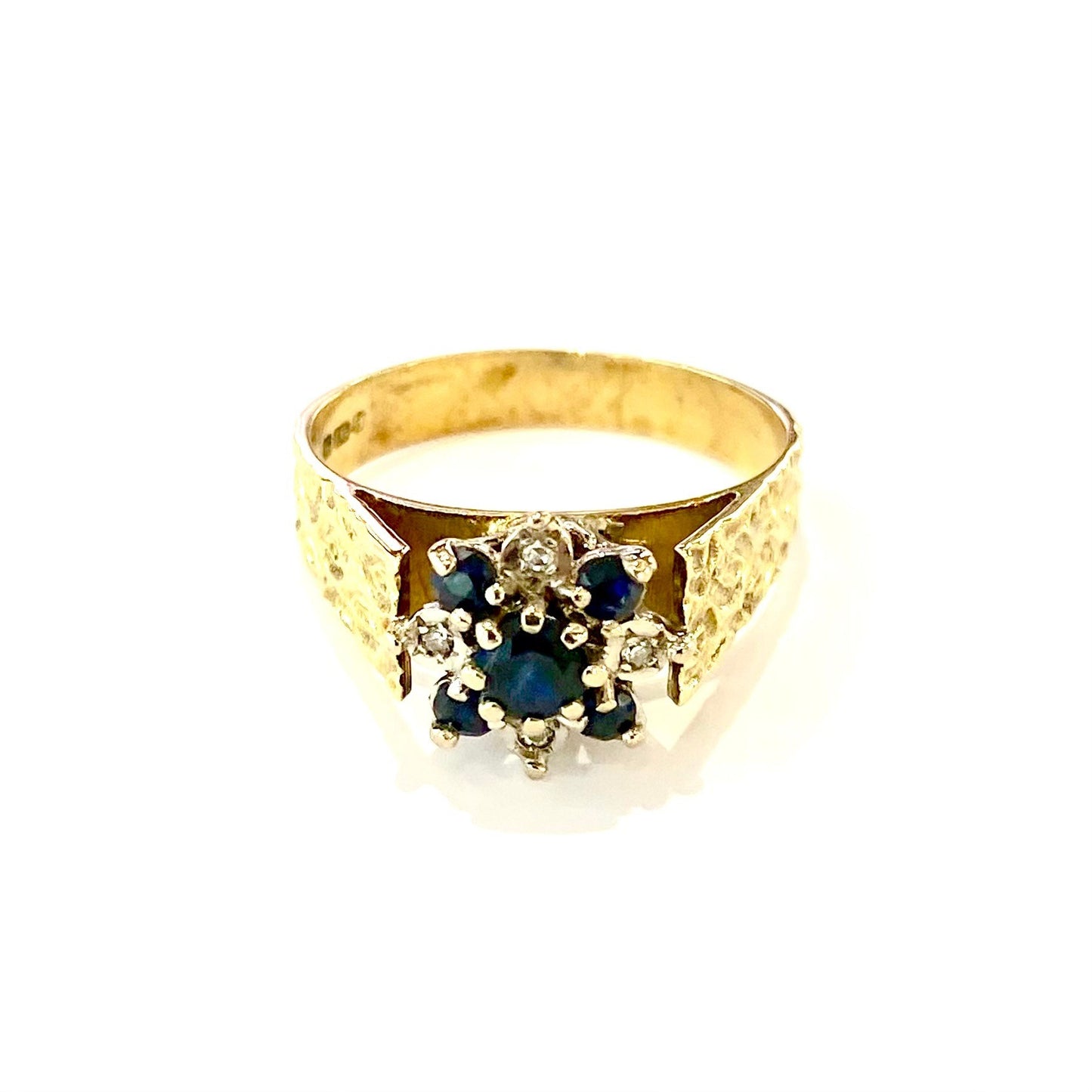 18ct Yellow Gold Sapphire and Diamond set Cluster Ring