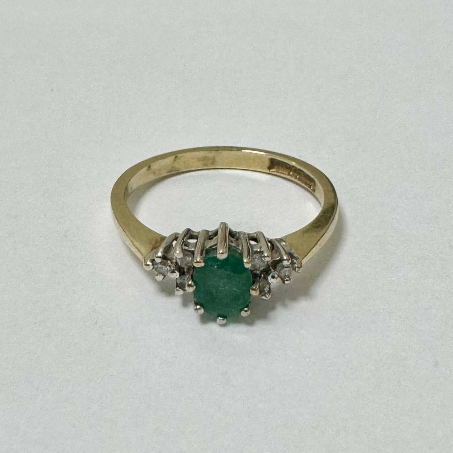 9ct Yellow Gold Emerald & Diamond Ring - Pre-Loved Ref PLR22