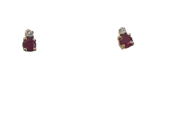 9ct Two Tone Ruby/diamond stud Earrings
