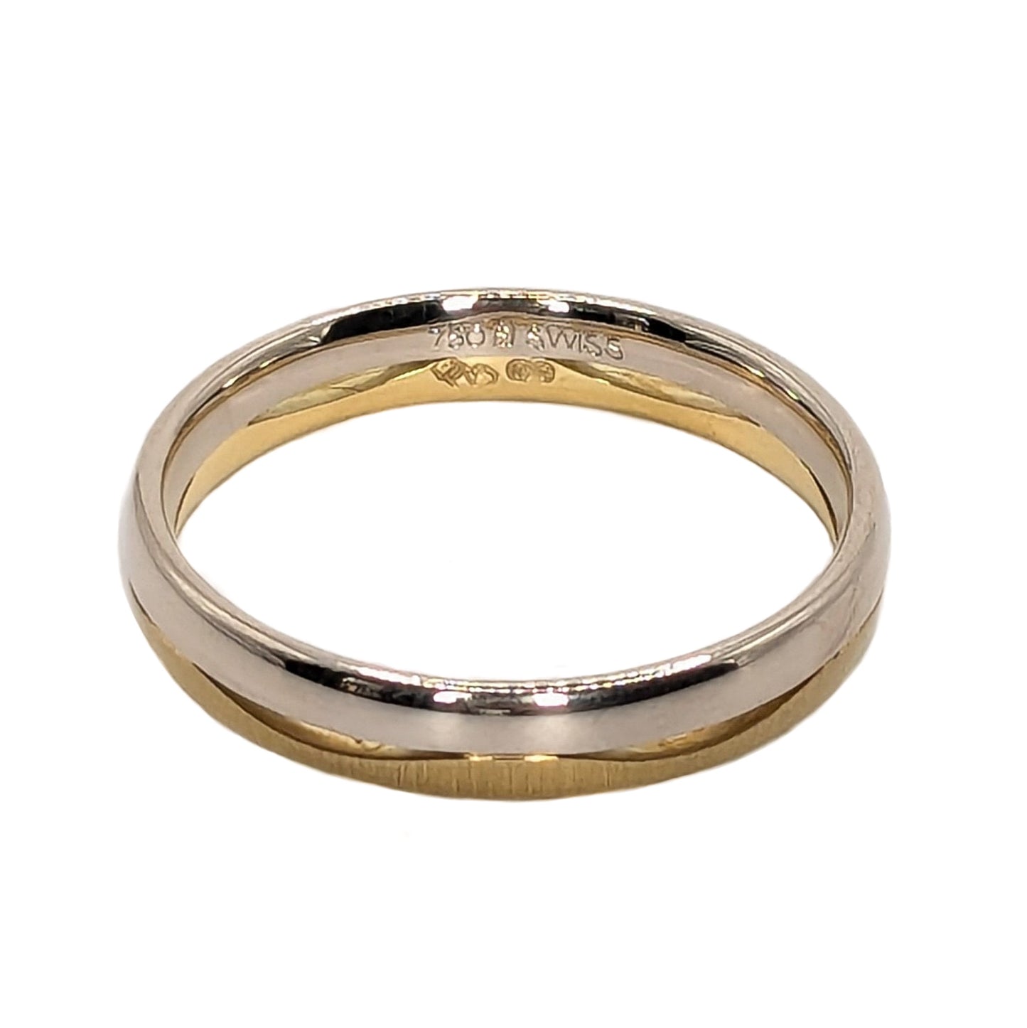 Furrer Jacot 5mm 2-Tone 18ct Gold Wave Pattern Wedding Ring