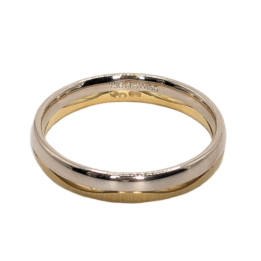 Furrer Jacot 5mm 2-Tone 18ct Gold Wave Pattern Wedding Ring