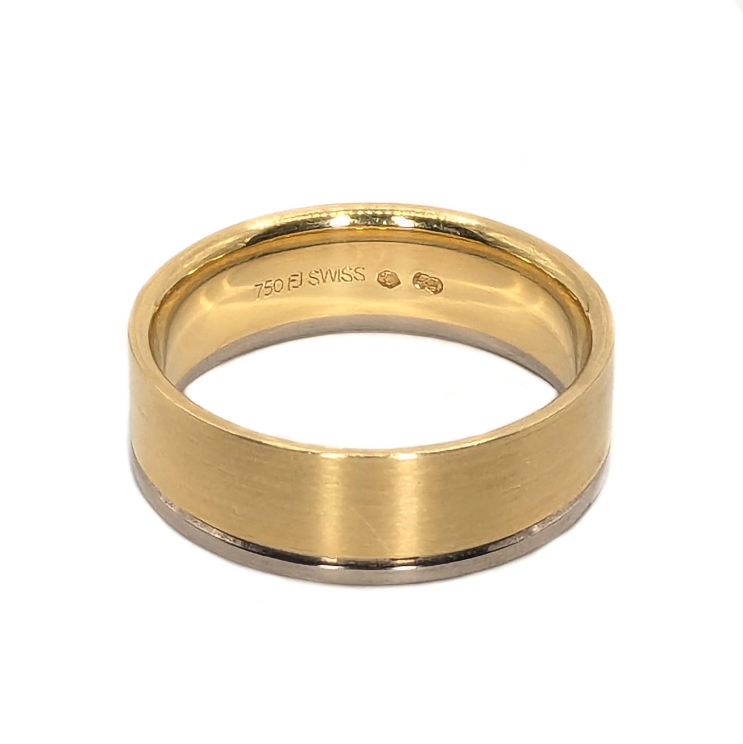 Furrer Jacot 7.5mm 2-Tone 18ct Gold Wedding Ring