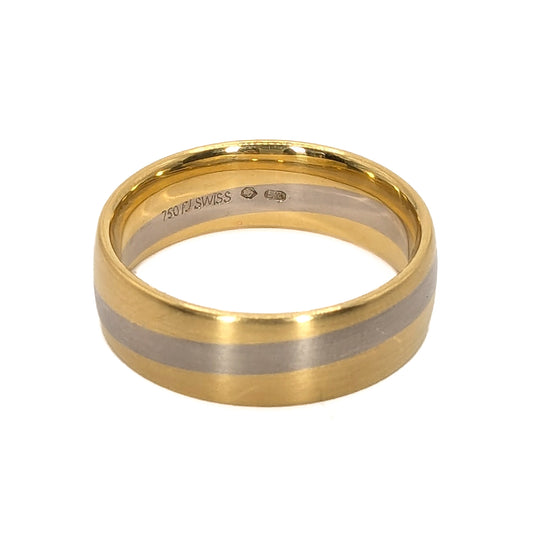 Furrer Jacot 7.5mm 2-Tone 18ct Gold Wedding Ring