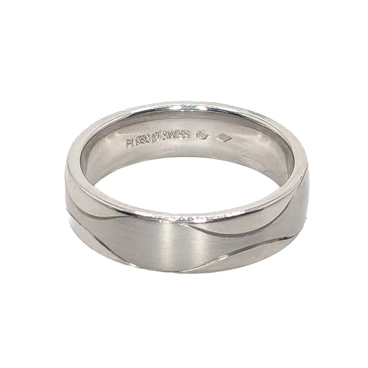 Furrer Jacot 6mm Platinum Patterned Wedding Ring