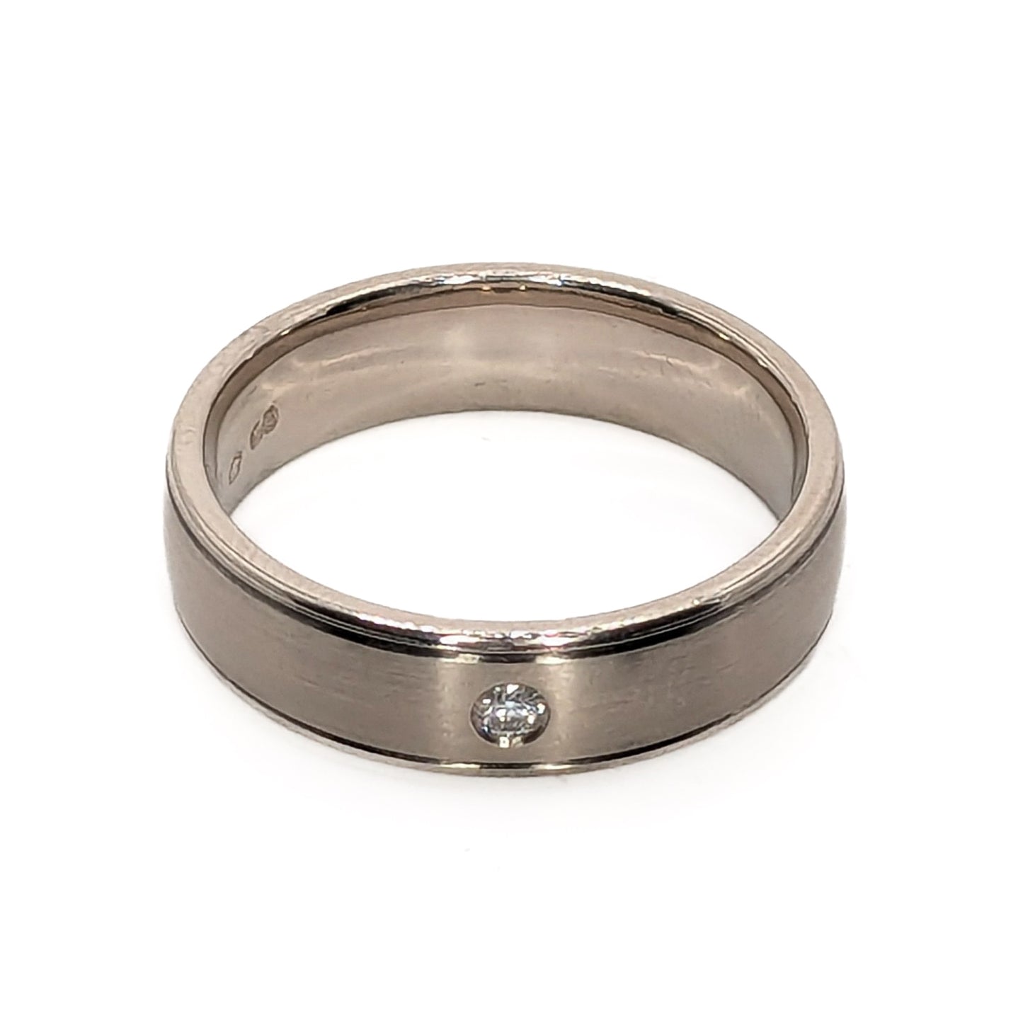 Furrer Jacot 18ct White Gold Matt Finish Diamond Set Wedding Ring