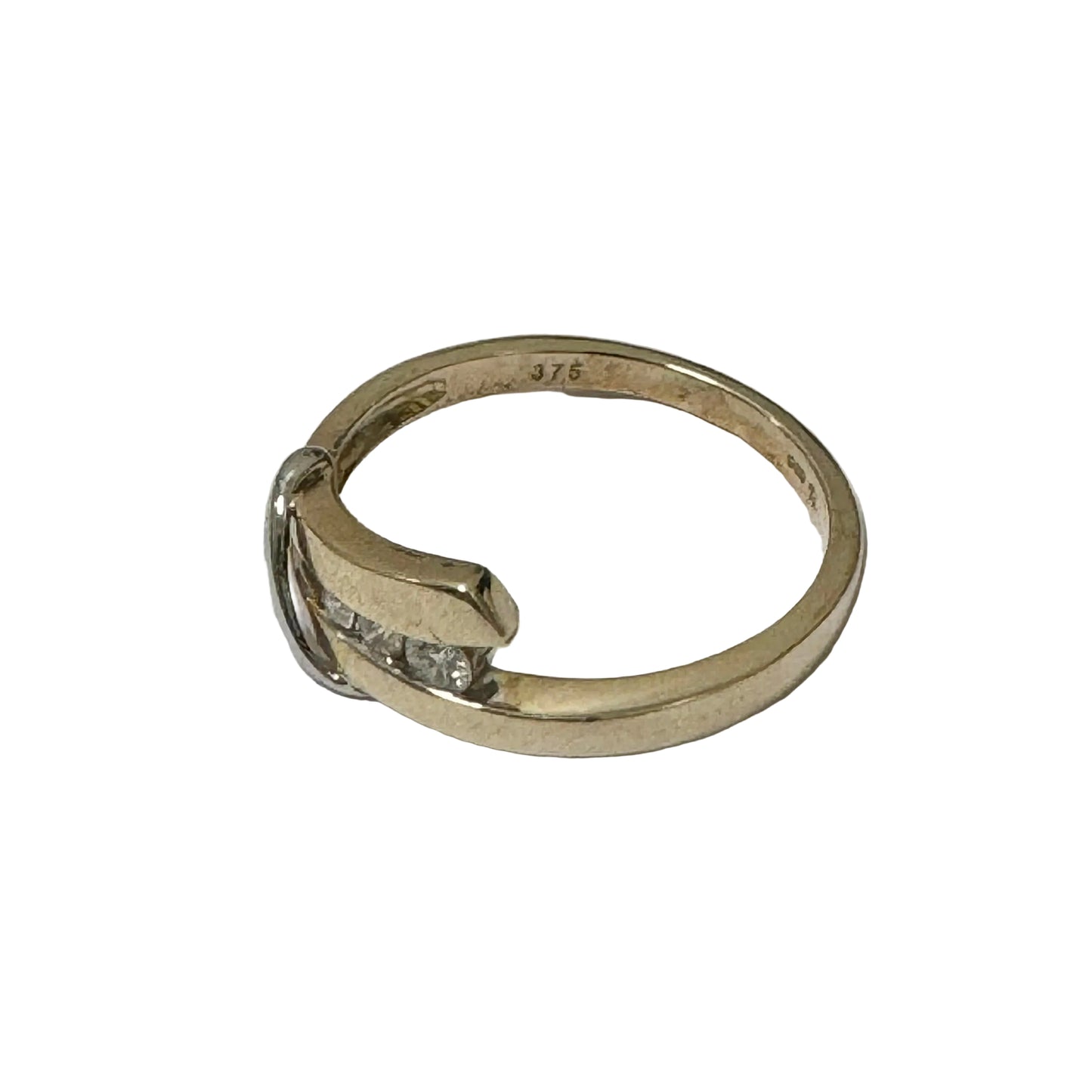 9ct Yellow and White Gold 3 Diamond Dress Ring Pre Loved