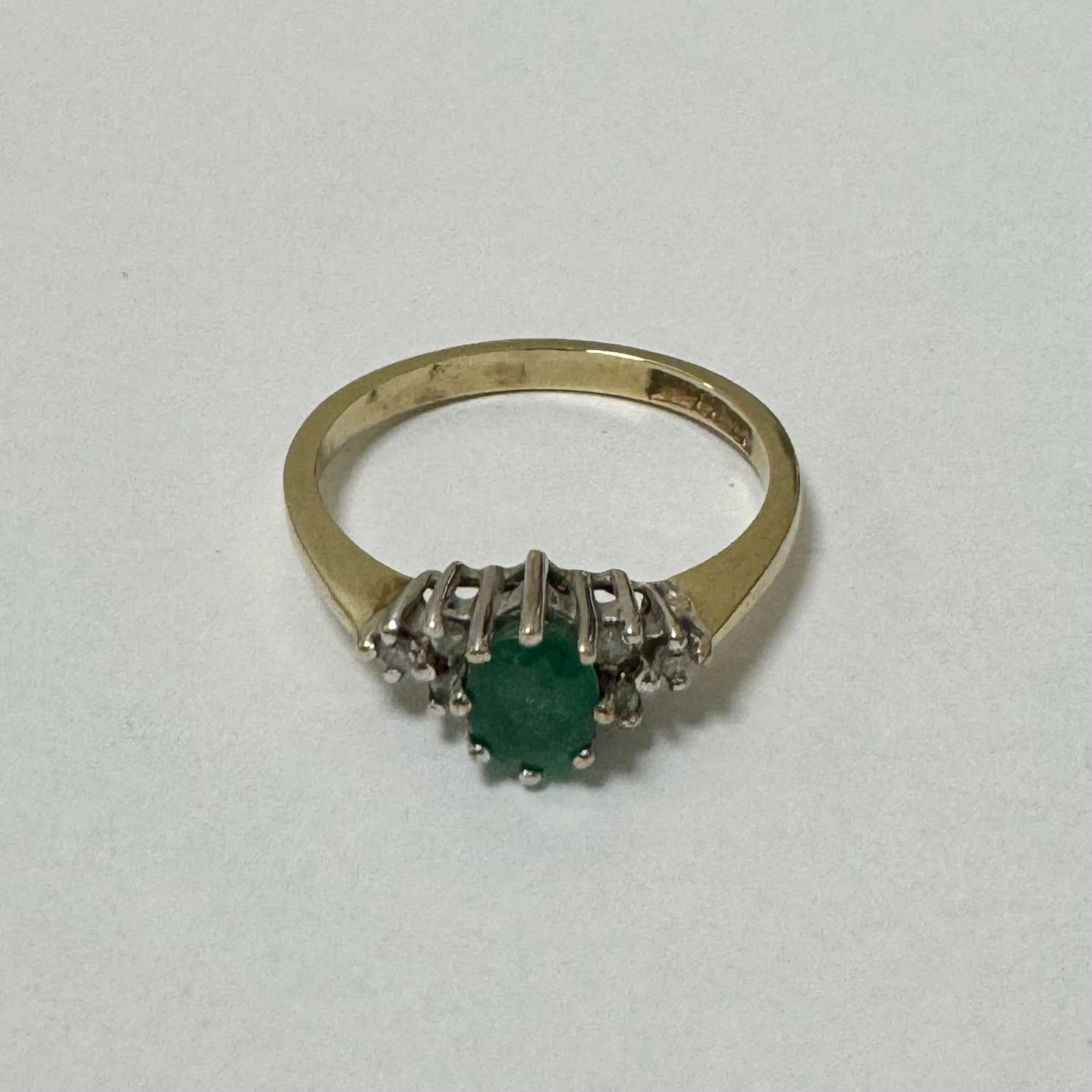 9ct Yellow Gold Emerald & Diamond Ring - Pre-Loved Ref PLR22