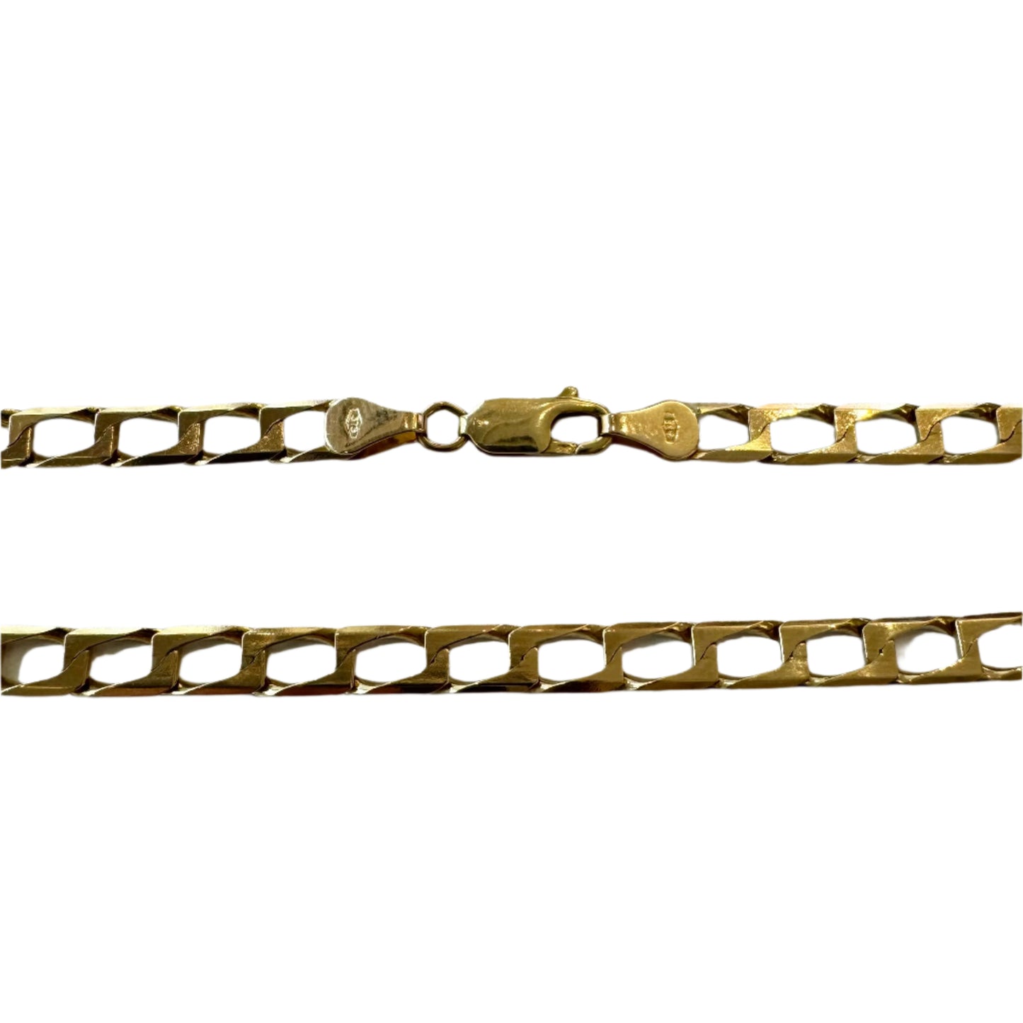 9ct Yellow Gold Square Curb Chain Necklace Pre Loved