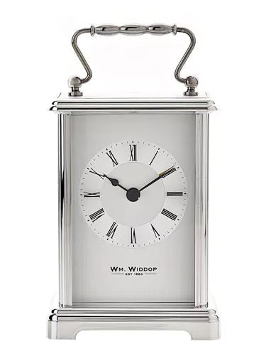 WM Widdop Silver coloured Battery operated Carriage Clock