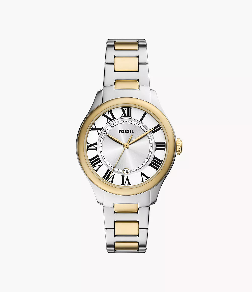 Fossil Gilmore 2 tone Silver dial bracelet watch