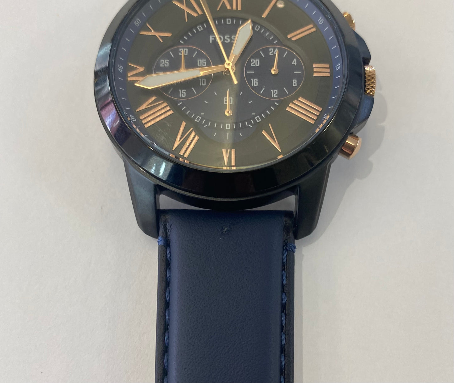 FOSSIL -Grant Chronograph Navy Leather Watch FS5061