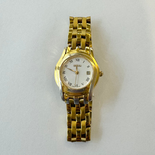 Gucci Ladies 5400L Gold Plated Stainless Steel Bracelet Watch Preloved