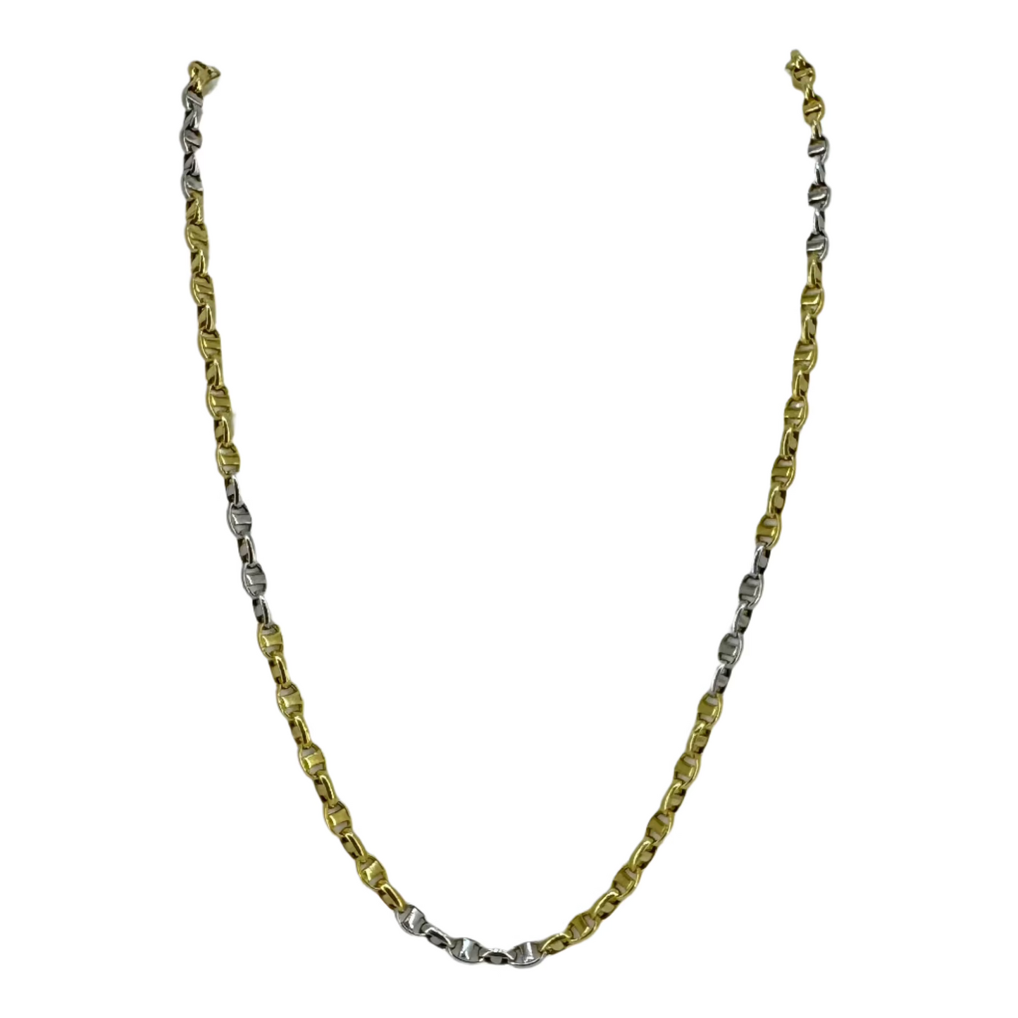 14ct Two Tone Yellow/White Gold Zipper Link Necklace Pre Loved