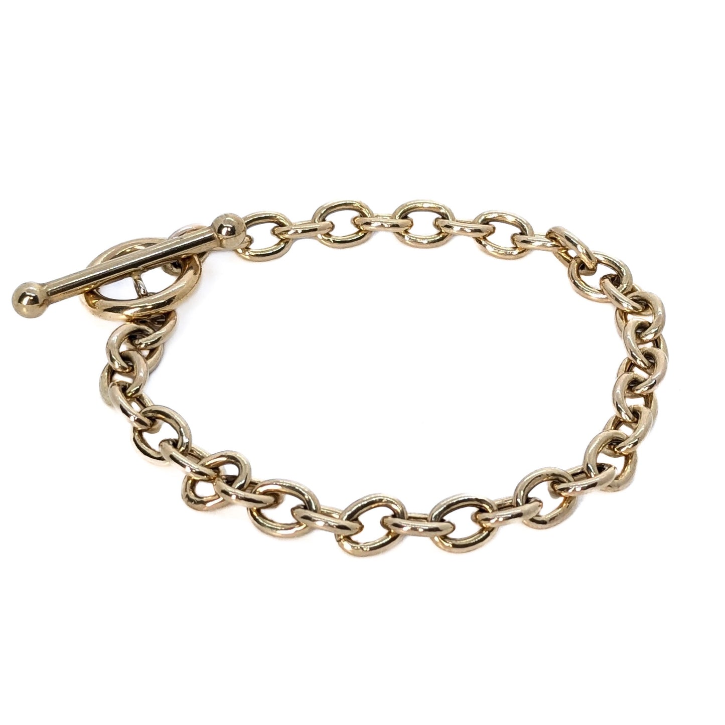 9ct Yellow Gold Oval Belcher Bracelet with T-Bar 7.5"
