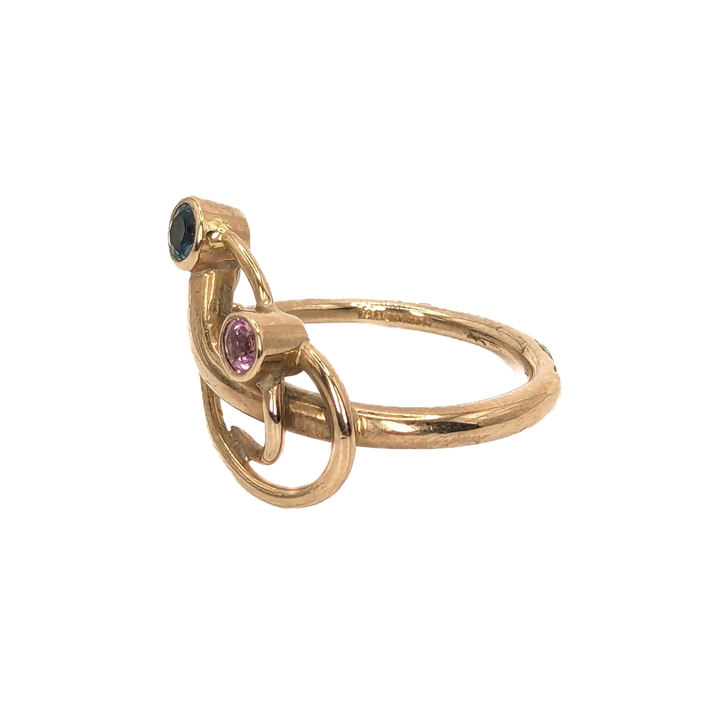 9ct Yellow Gold Pink Sapphire & Blue Topaz Set Ring Pre Loved