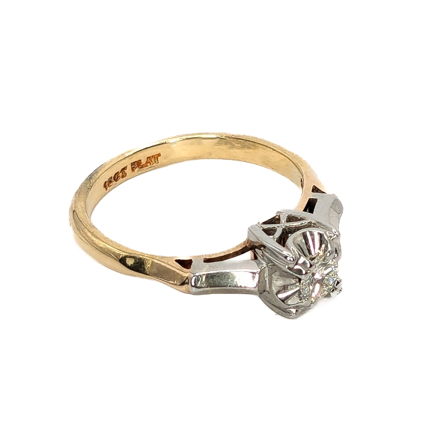 18ct Yellow Gold Platinum Diamond Solitaire Ring Pre Loved