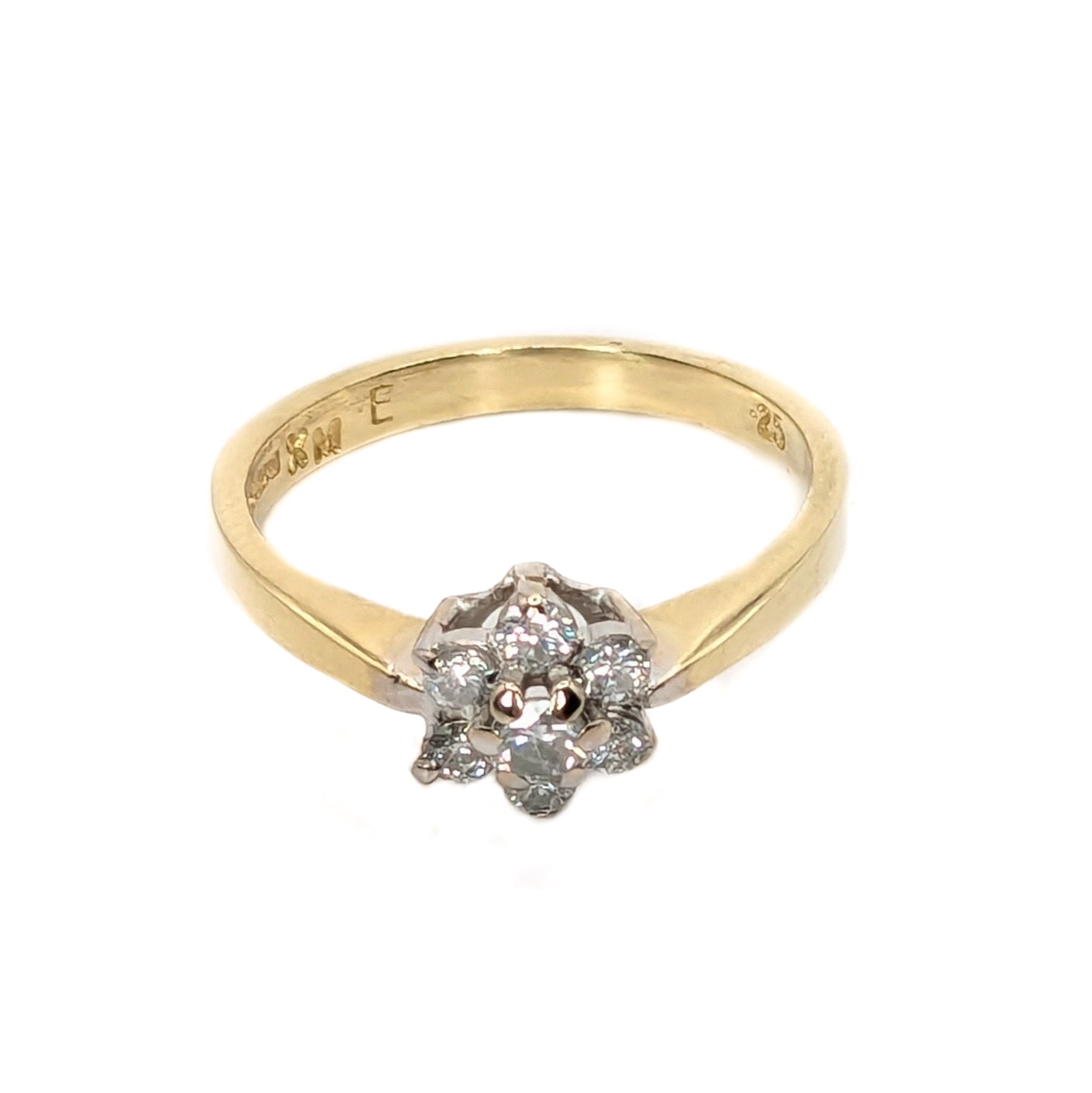 18ct Yellow Gold Diamond Set Cluster Ring Pre Loved
