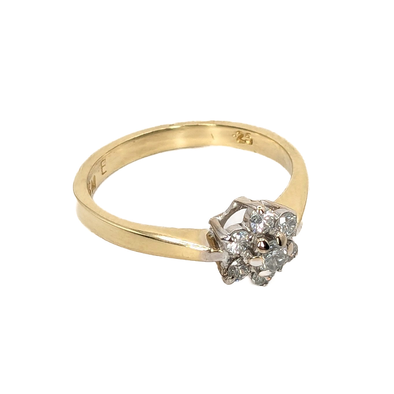 18ct Yellow Gold Diamond Set Cluster Ring Pre Loved
