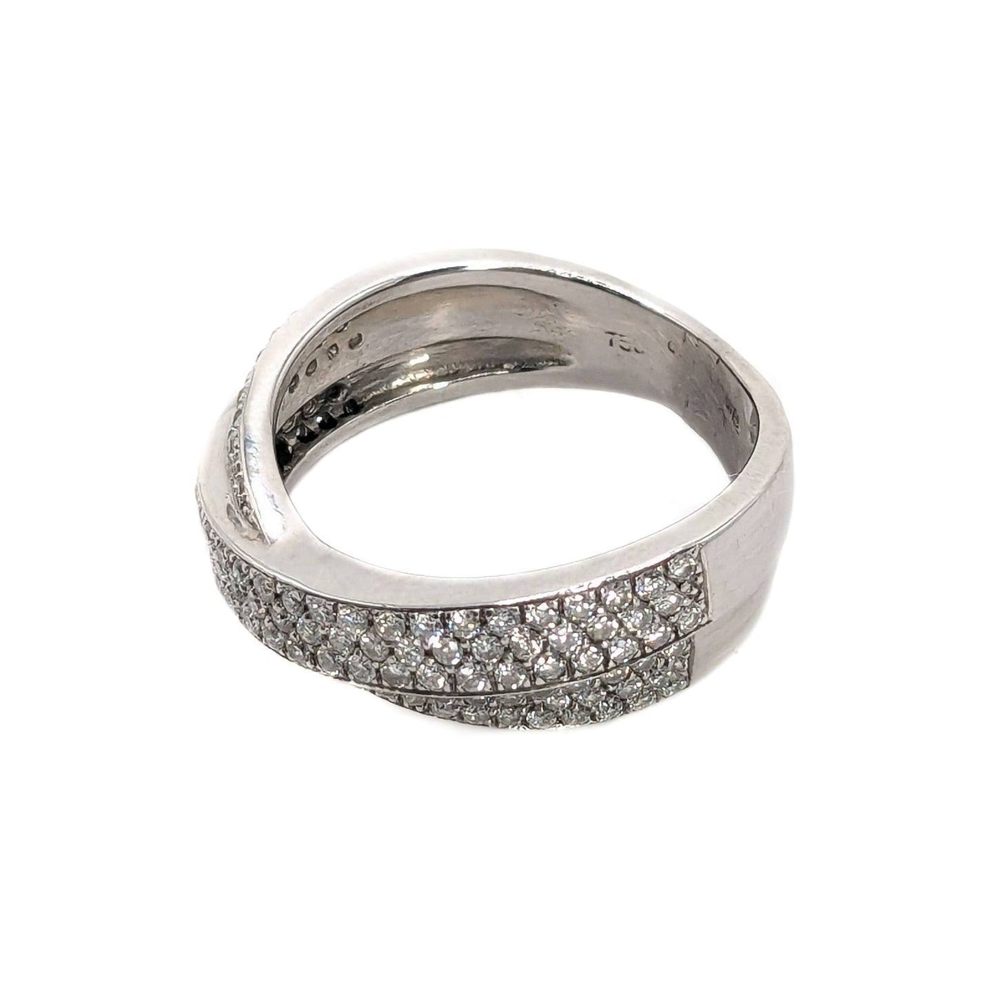 18ct White Gold Diamond Pave Set Crossover Ring Pre-Loved