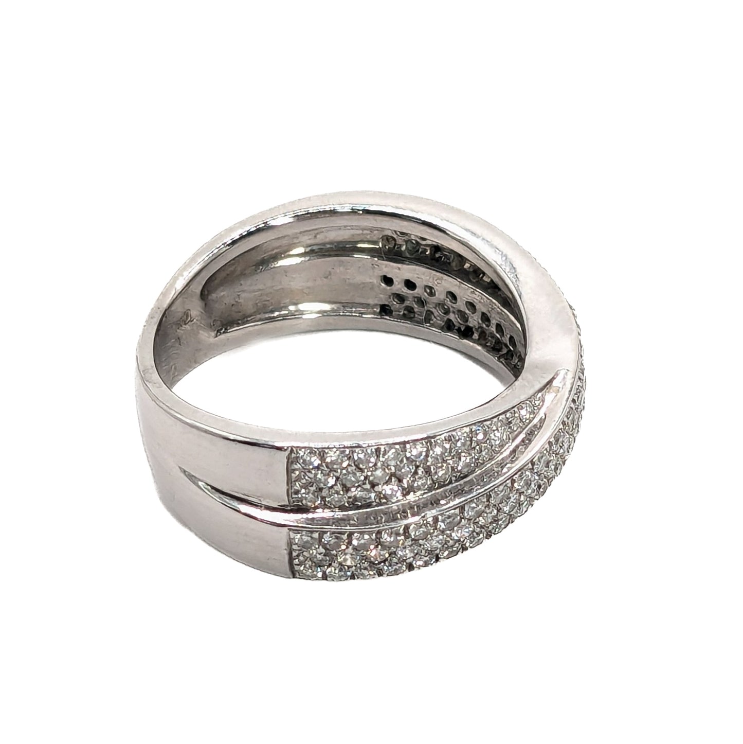 18ct White Gold Diamond Pave Set Crossover Ring Pre-Loved