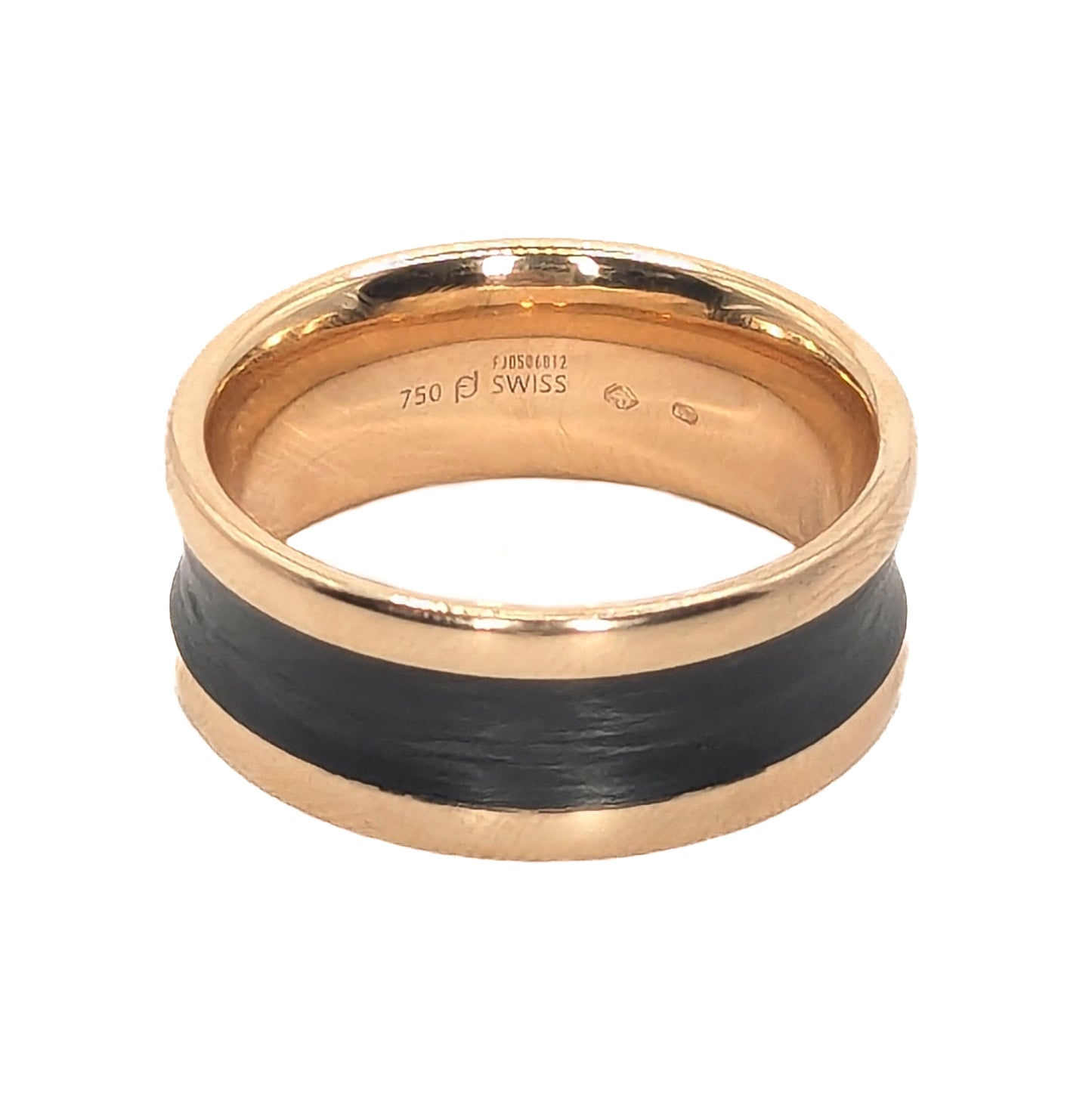 Furrer Jacot 18ct 9mm Rose Gold and Carbon Ring