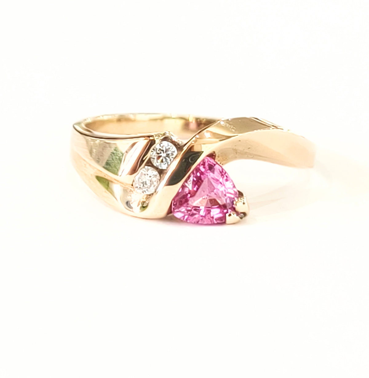 9ct Yellow Gold Pink Sapphire & Diamond Dress Ring