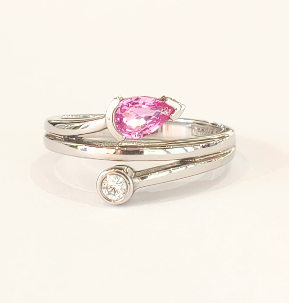 Palladium 950 Pink Sapphire & Diamond Dress Ring