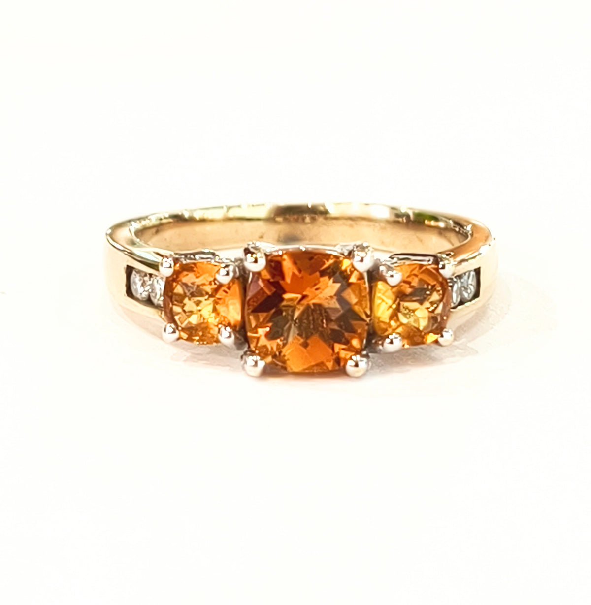 9ct Yellow Gold Citirine & Diamond Dress Ring