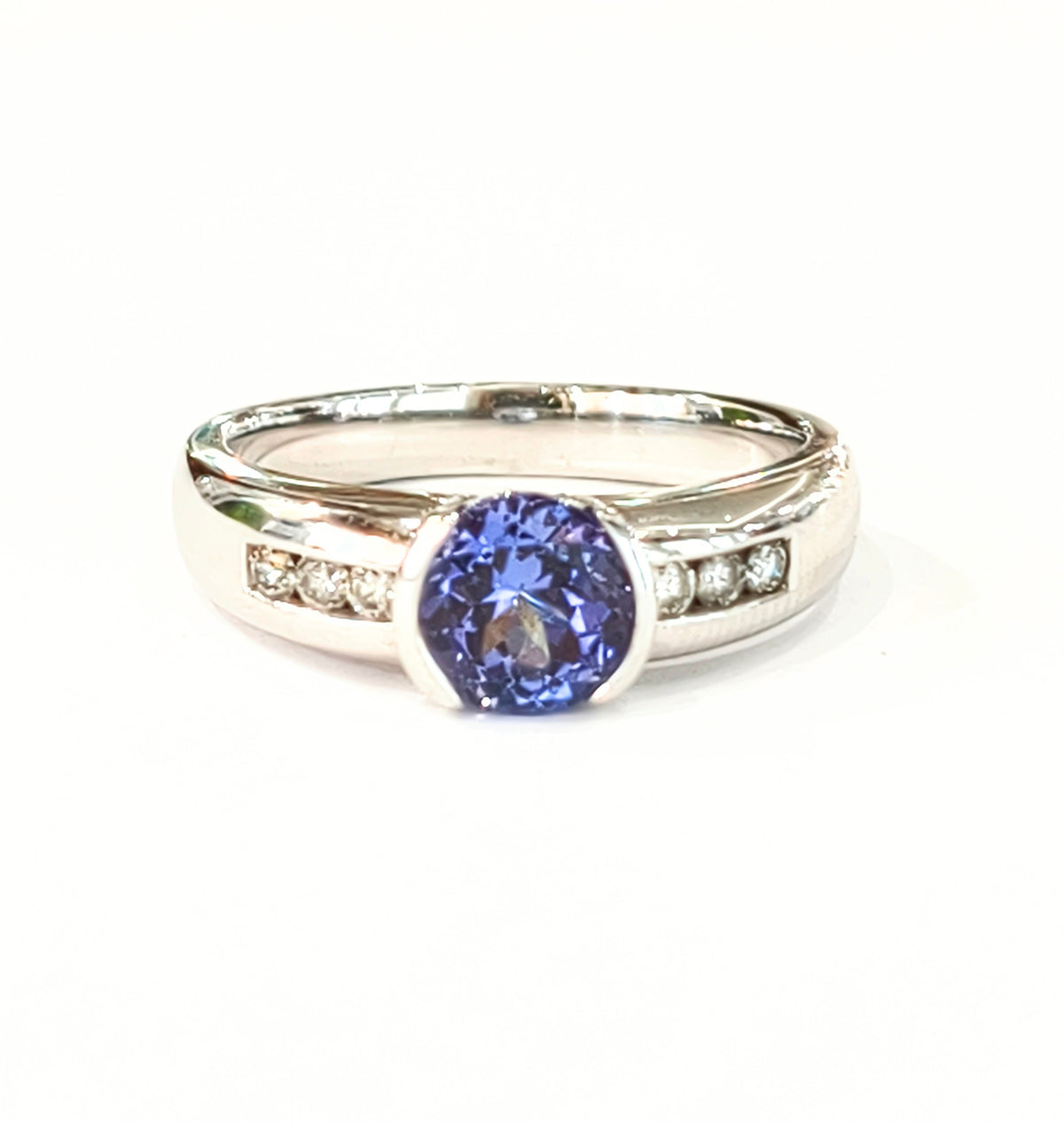 9ct White Gold Tanzanite & Diamond Dress Ring