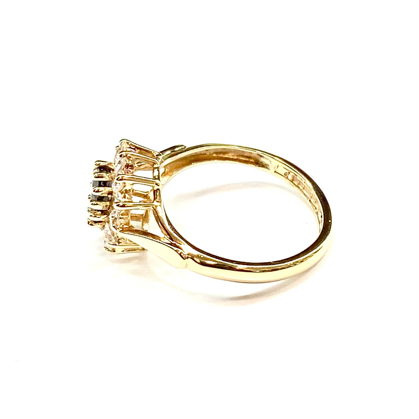 9ct Yellow Gold Sapphire and CZ Set Custer Ring Pre Loved