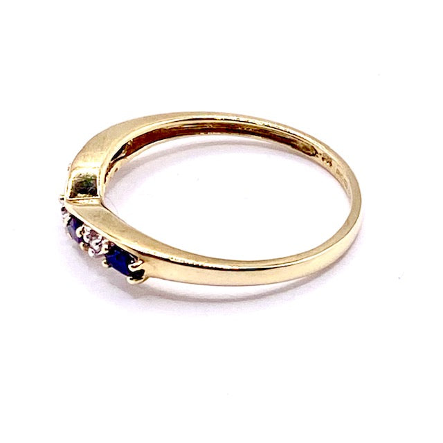 9ct Yellow Gold Diamonds and Sapphires Shaped Eternity Ring Pre Loved