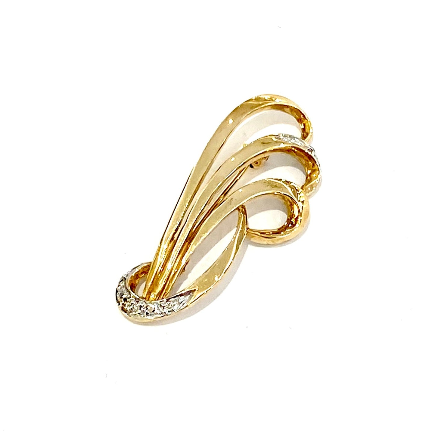 9ct Yellow and White Gold Brooch Set With 1 Diamond